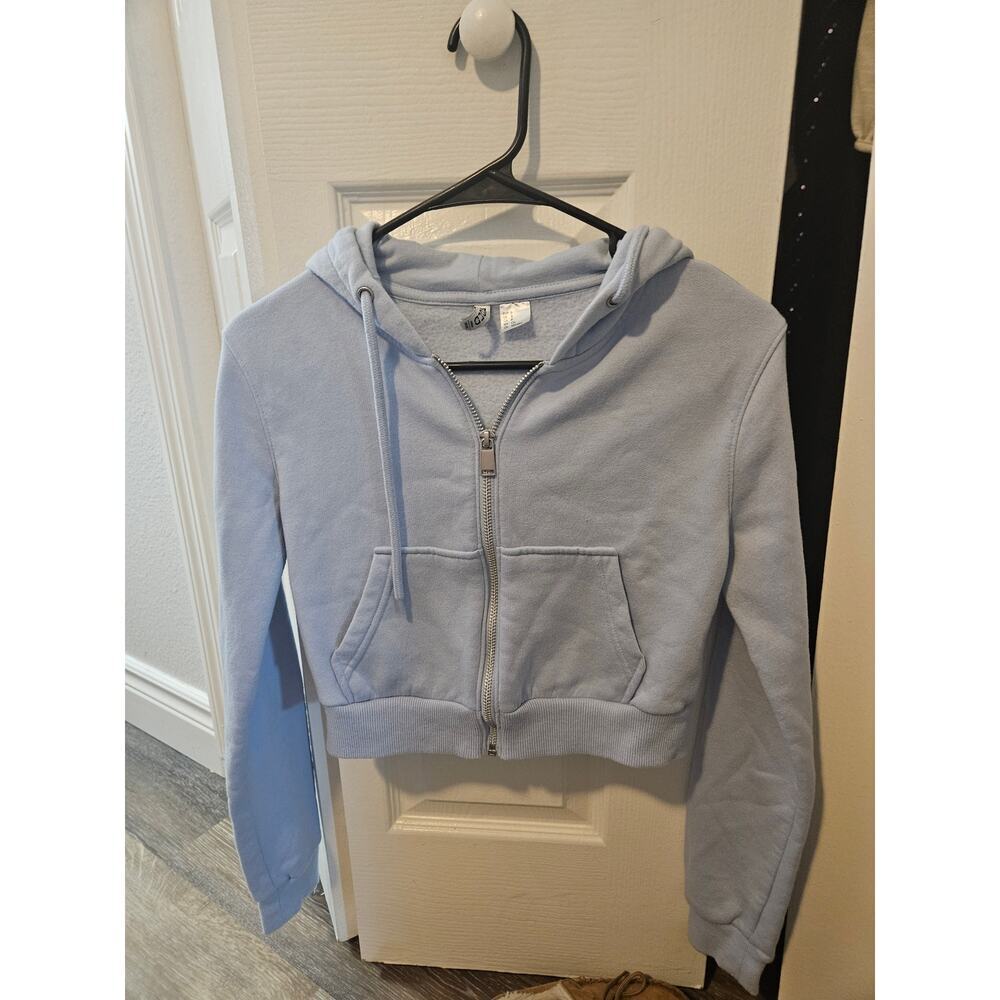 Women's Devided Crop Zip-Up Jacket Hoodie Size Small